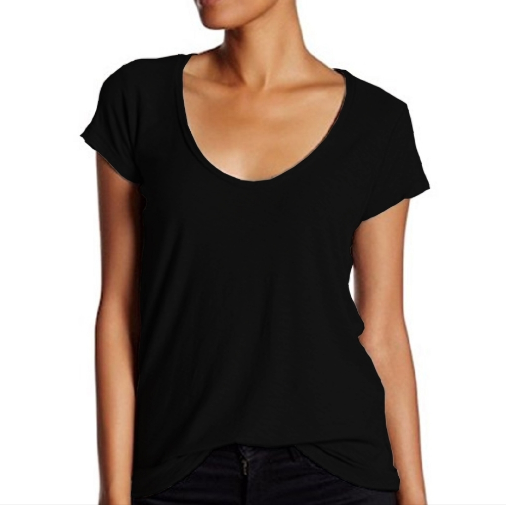 James Perse Women's Basic Tee Black Size 2/Medium scoop neck, cotton short sleev